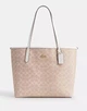 Женская сумка Coach City Tote Bag In Signature Canvas CV976 бежевая - изображение 1
