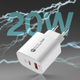 Ładowarka sieciowa Dudao A6MaxC USB-A USB-C 20W + kabel USB-C - USB-C 1m White (6977196680184) - obraz 4