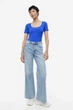 Боди-футболка женская H&M 1154640003c30 S Синяя (1000000051928) - изображение 3