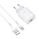 Мережевий зарядний пристрій з кабелем HOCO C72Q Glorious single port QC3.0 charger set(Micro) 18W White (6931474732538) - изображение 3