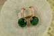 Серьги Xuping Jewelry с большим зеленым камнем и круглой застежкой 2 см золотистые - изображение 2
