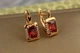 Серьги Xuping Jewelry фейлетон с красным камнем 1,5 см золотистые - изображение 1