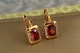Серьги Xuping Jewelry фейлетон с красным камнем 1,5 см золотистые - изображение 2