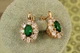 Серьги Xuping Jewelry цинния с зеленым камнем 2,3 см золотистые - изображение 2