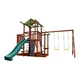 Детский деревянный игровой комплекс SportBaby Babyland-9 для дачи с горкой 3 м, качелями, домиком и скалодромом, длина 7 м (SB-1900) - изображение 4