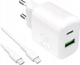 Мережевий зарядний пристрій Puro PROLITE 25W USB-A - USB-C with cable USB-C 1.2m White (8018417498664) - зображення 1