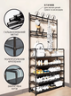 Вішалка підлогова стійка для одягу та взуття металева GTM Clothes Rack 172 х 60 х 26 см Стелаж з полицями для взуття та гачками Black - зображення 3
