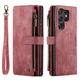 Чехол-кошелек CaseMe Retro Leather с манитом и ремешком для Samsung S22 Ultra Бордовый - изображение 1