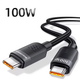 Кабель Rocoren Type-C to Type-C 100W 2м черный в нейлоновой оплетке - изображение 2