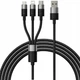 Кабель Baseus CAXS000001 StarSpeed 3в1 Fast Charging USB MicroUSB/Lightning/Type-C 3.5A 1.2m black - изображение 2