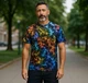 Футболка чоловіча трикотажна темно-синій принт Кольоровий дим 64 - зображення 1