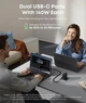 Зарядное устройство Anker 140W USB-C Charger, 4 порта быстрой зарядки с технологией GAN, цветной дисплей - Dark Gray (американская вилка) - изображение 3