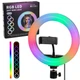 Кольцевая RGB лампа 20 см от USB с держателем для телефона MJ20 с режимами подсветки и регулировкой яркости - изображение 1