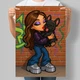 Постер в стиле куклы Bratz Девочка с черным французским бульдогом А3 30х42 см (DYT048_А3) - изображение 1