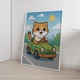 Постер для детской комнаты Рыжий котик на зеленом автомобиле А2 42х60 см (DYT022_А2) - изображение 3