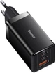 Сетевое зарядное устройство 65W Baseus GaN5 Pro CCGP120201 три порта 2Type-C + USB-зарядка для ноутбука с функцией быстрой зарядки QC4.0/PD3.0 + кабель Type-C to Type-C 1м Black - изображение 4