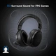 Наушники MCHOSE V9 PRO Black Беспроводная Игровая Гарнитура, Радиоканал/Bluetooth/3.5мм. Съемный Микрофон, RGB Подсветка, Обьемный звук 7.1, Автономная робота 250 Часов - изображение 8