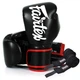 Боксерские перчатки Fairtex искусственная кожа 16 oz Черные с бинтами в комплекте. (658014) - изображение 1