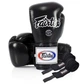Боксерские перчатки Fairtex BGV5, Чёрные, кожаные, 10 ун. (283 г) для спортсменов от 8 лет и до 60 кг + бинты - изображение 1