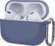 Силиконовый чехол Silicone Case для AirPods Pro 2 lavanda gray с микрофиброй лавандовый с карабином - изображение 1