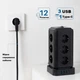 Сетевой фильтр с защитой Toperek на 12 розеток с USB и Type-C вертикальный 2 метра черный (005611) - изображение 4