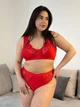 Комплект белья plus size топ и трусики, красный с кружевом, 4XL - изображение 1