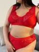 Комплект белья plus size топ и трусики, красный с кружевом, 4XL - изображение 4