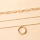 Багатошарове кольє «Golden Trio» з підвіскою-кільцем Honey Fashion Accessories золотистий (120266) - изображение 5