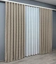 Комплект штор VR-Textil Лен Букле 150х270 2шт и Тюль 400х270 1809ш-115т Тауп с белым 71-043/3 - изображение 3