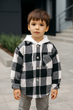 Рубашка в клетку оверсайз с капюшоном для мальчика 5-9 лет, кашемир,110, Белый - изображение 1