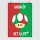 Постер Супер Марио, Super Mario, Grow up!, плакат для геймера, A3 42×30 см (id3541) - изображение 1