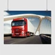 Постер Грузовик Мерседес красный на мосту, Mercedes, A3 30×42 см (id3997) - изображение 1