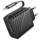 Сетевое зарядное устройство HOCO N57 Full PD20W with retractable cable Type-C (2USB-C) (Black) (231278) - изображение 4
