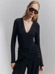 Боди-футболка женская H&M 1089775001c26 S Черная (1000000052607) - изображение 1