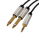 Аудіо кабель для колонок Jack 3.5mm TRS на Dual Jack 6.35mm TS UGREEN AV126 акустичний стерео шнур для сабвуфера 3 метри сірий (10618) - зображення 1