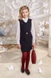 Сарафан школьный с баской Suzie Морин 40% шерсть черный СН-77 140 см - изображение 1