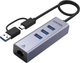 USB-хаб Unitek 4-in-1 Ethernet 3 x USB A 5Gbps USB-C з адаптером USB A Space Grey (Y-3088B) - зображення 2