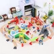 Залізна дорога з дерева дитяча, Iekool, 100 деталей, 102x88, (Brio, Ikea, Edwone) Iecool 33 - зображення 1