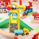Залізна дорога з дерева дитяча, Iekool, 100 деталей, 102x88, (Brio, Ikea, Edwone) Iecool 33 - зображення 5