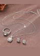 Набір біжутерії ланцюжок з кулоном, сережки, кільце Fashion Jewelry Сріблястий 15237 - зображення 7