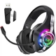 Игровые беспроводные наушники Kotion Each GS400 Ultra с микрофоном, Bluetooth + 2.4G + AUX, RGB-подсветка, 7.1 звук, для ПК, PS4, PS5, Nintendo Switch, телефона Black - изображение 1
