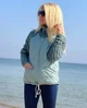 Стильная куртка короткая стеганая демисезонная на синтепоне с вязаными рукавами оверсайз 42-48 ментоловый КМ 71001 - изображение 4