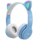 Наушники с ушками Bluetooth CATear, беспроводные блютуз наушники для детей и подростков с RGB-подсветкой, аккумуляторные игровые наушники для музыки, смартфона, планшета с поддержкой карты памяти Голубые, CPM-047-Blue - изображение 2