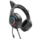 Ігрові дротові навушники Hoco W107 Cute Cat Ear, USB, 3.5mm, 2m, Black-Pink - зображення 5