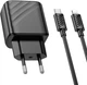 Мережевий зарядний пристрій з кабелем Hoco CS23A Sunlight dual-port PD30W+QC3.0 charger set (C to iP) (EU) Black (6942007609951) - зображення 3