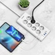 Мережевий фільтр подовжувач на 8 розеток Toperek з 3 USB та 1 Type-C портами шнур 2 метри білий (005620) - зображення 3