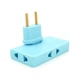 Тройник + переходник 3 in 1, UK/US-EU, 220В, 10А, поворотный 180°, Blue - изображение 1