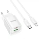 СЗУ Hoco C147A Charm PD20W+QC3.0 charger set(Type-C to iP)(EU) White - изображение 1