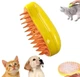 Паровая щетка спрей Pet Spray Massage Brush Массажер 3в1 аккумуляторный для вычесывания собак и кошек желтая - изображение 2