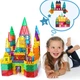 Різнокольорові Магнітні Блоки Magnetic Blocks Tiles 60 шт Машинка 3D Магнітний Конструктор Розвиваючий Набір - изображение 2